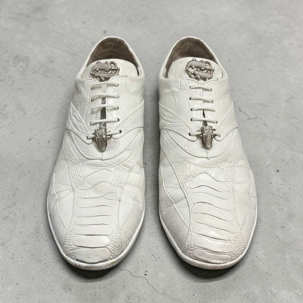 Belvedere Shoe Bene Ostrich and Soft Calf Sneakers White 2010 Men’s Size 12